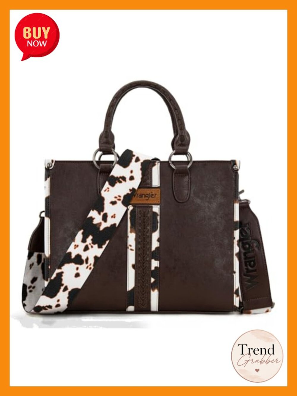 Montana West Vegan Leather Cow Print Tote Bag Western Satchel Handbag